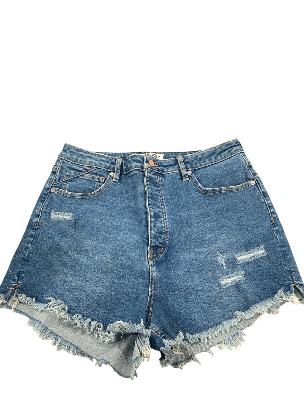 We the Free Free People Curvy Distress Denim Shorts Button Fly Size 33